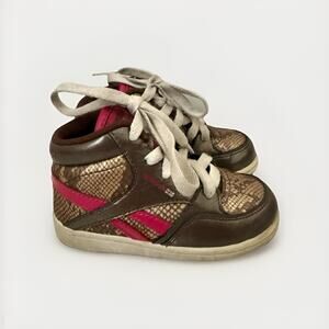 Reebok Classic High Tops Kids Girls Snake Skin Design Cute Walkers 6